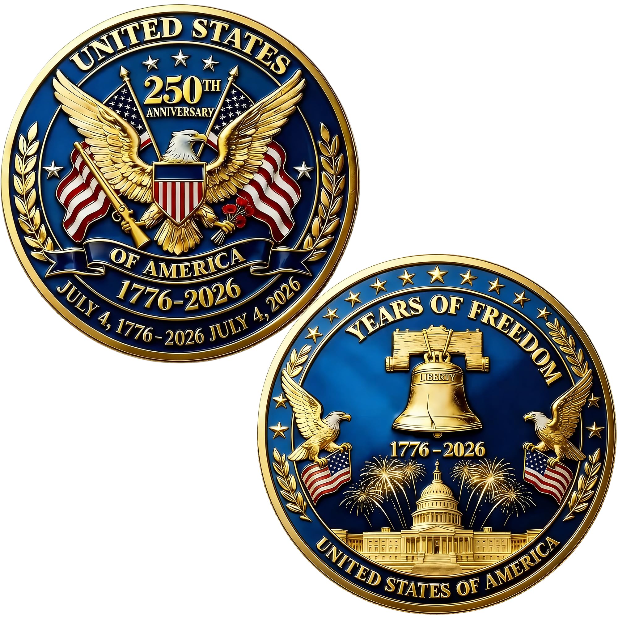 USA 250th Anniversary Challenge Coin 1776-2026 – Patriotic Iron Commemorative Medallion by SNKVAUP