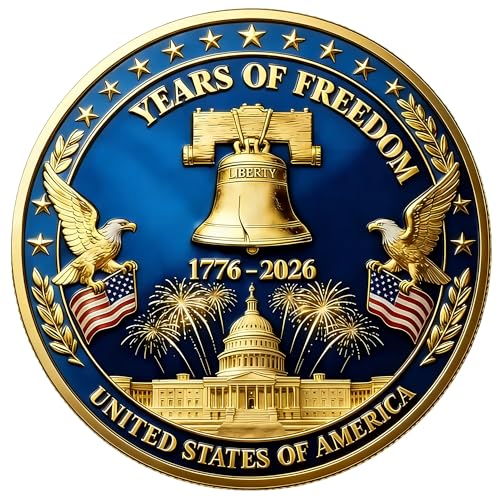 USA 250th Anniversary Challenge Coin 1776-2026 – Patriotic Iron Commemorative Medallion by SNKVAUP