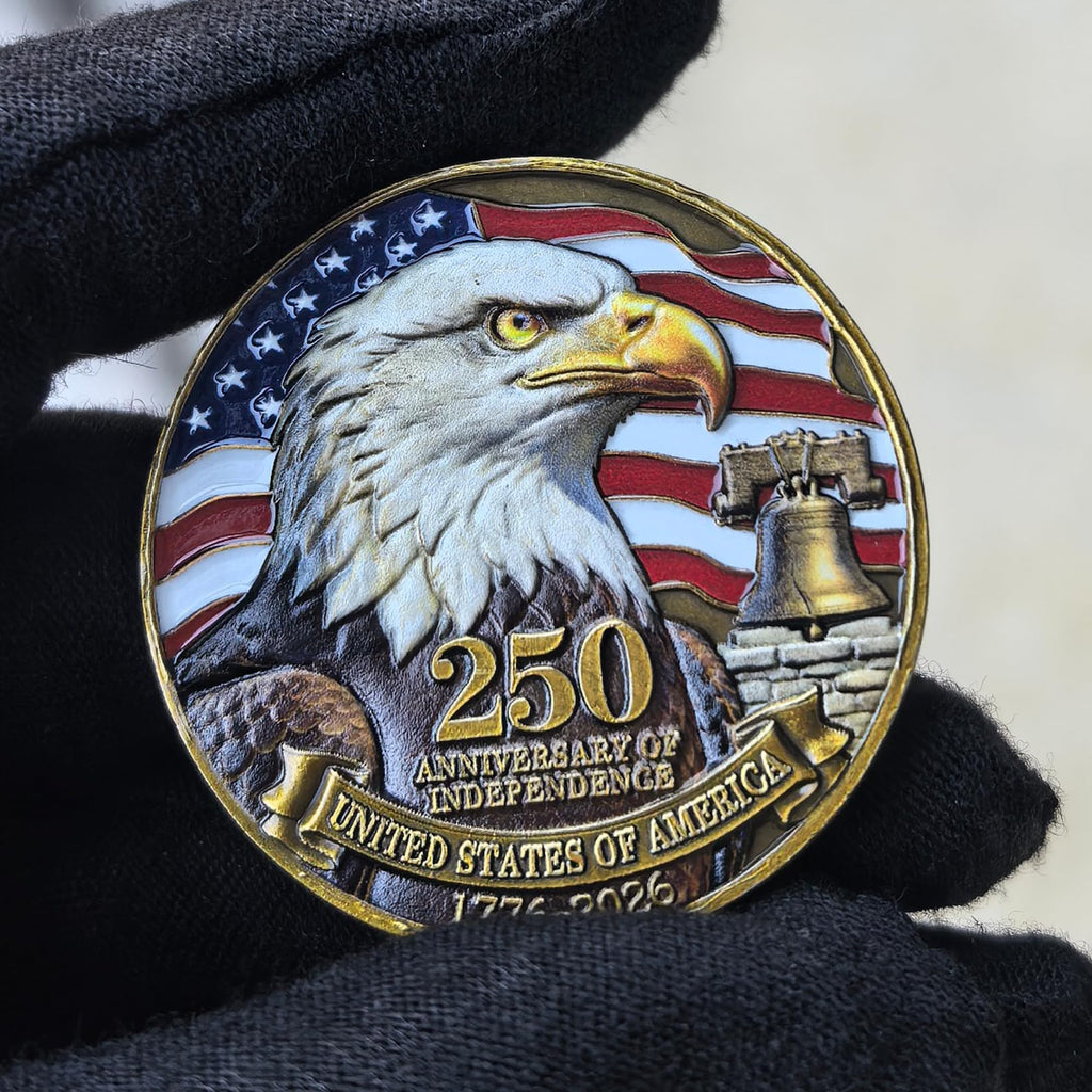 USA 250th Anniversary Challenge Coin – High Relief Bald Eagle & Liberty Bell Commemorative Medal, Patriotic Gift for Veterans and Collectors