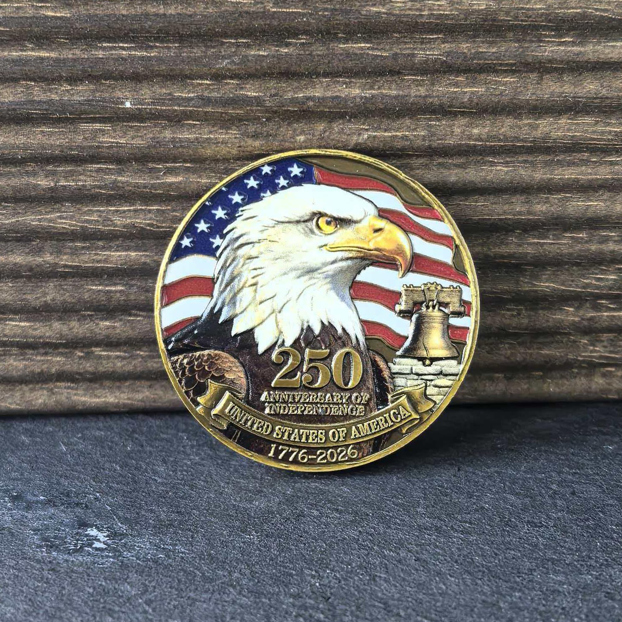 USA 250th Anniversary Challenge Coin – High Relief Bald Eagle & Liberty Bell Commemorative Medal, Patriotic Gift for Veterans and Collectors