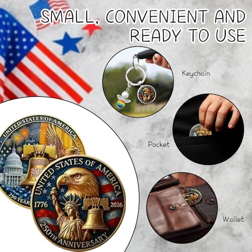 USA 250th Anniversary Challenge Coin – Patriotic Eagle Design Commemorative Collectible