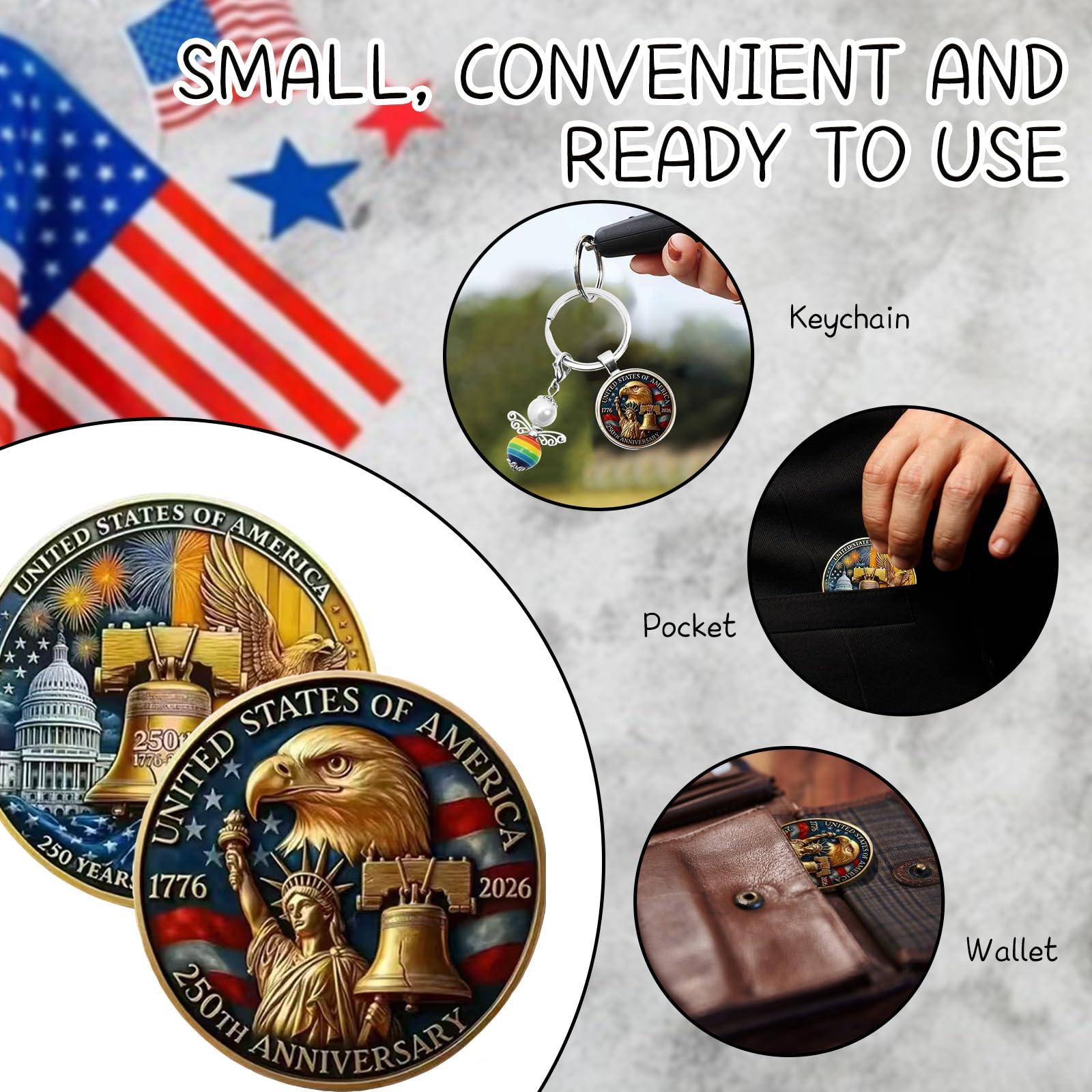 USA 250th Anniversary Challenge Coin – Patriotic Eagle Design Commemorative Collectible
