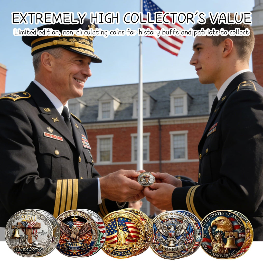 USA 250th Anniversary Commemorative Challenge Coin – Patriotic Eagle Design, 1776-2026