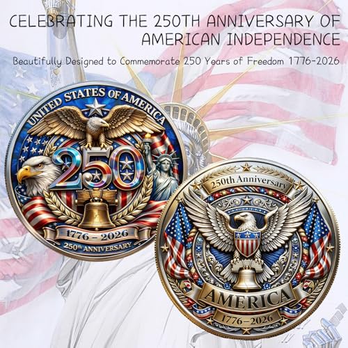 USA 250th Anniversary Commemorative Challenge Coin – Patriotic Eagle Design, 1776-2026