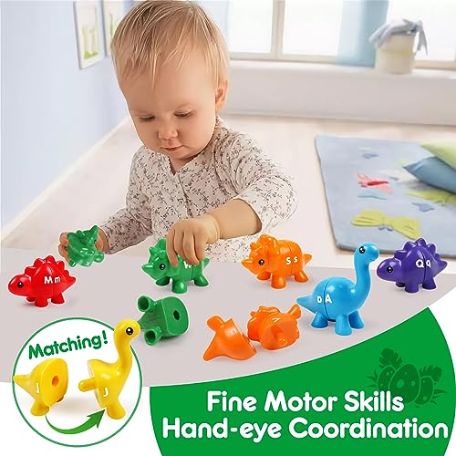 USATDD Matching Letters Dinosaur Toy – Double-Sided ABC Alphabet Game for Toddlers