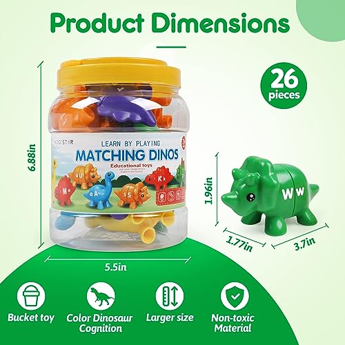USATDD Matching Letters Dinosaur Toy – Double-Sided ABC Alphabet Game for Toddlers