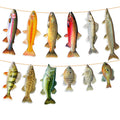 Ushinemi Fishing Birthday Banner – 12 Realistic Fish Cards for Party Decor (Bass, Trout, Sunfish)