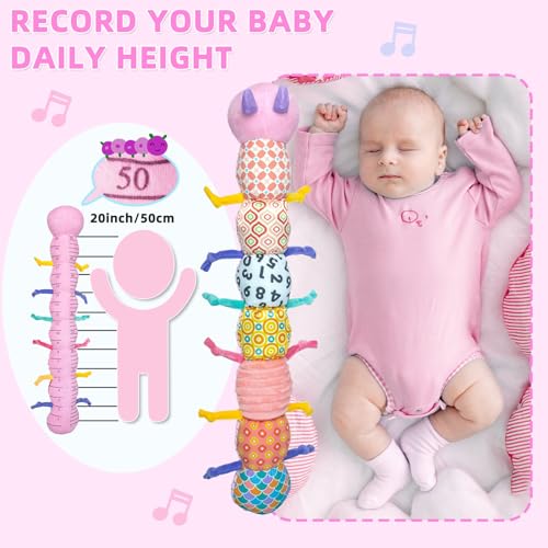 Ussybaby 5-in-1 Sensory Caterpillar Toy - Musical, Crinkle, Rattle & Plush for Newborns (0-12 Months), Pink