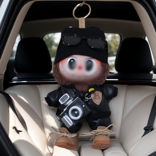 UtoMoya 17cm Doll Clothes Outfit Set for Labubu Boy – 6-Piece Handmade Hat, Jacket, Pants, Glasses, Boots & Camera Prop