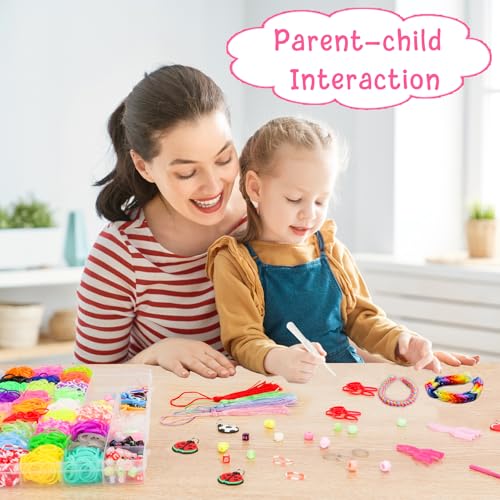 UUEMB 6000+ Rubber Band Bracelet Kit – DIY Loom Craft Set with Storage Box, Beads & Charms for Kids