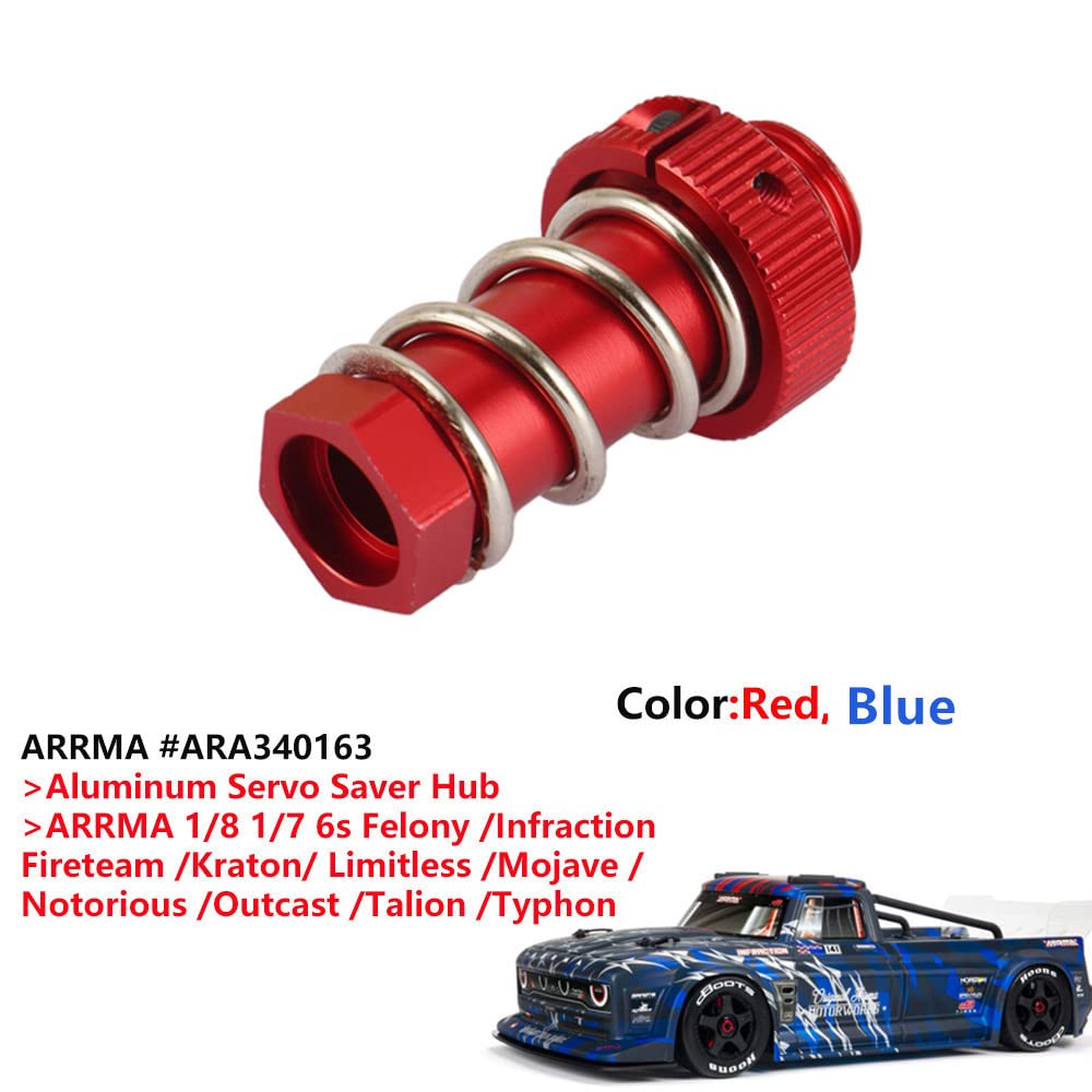 UURCSKY Red Aluminum Servo Saver Hub Set for Arrma 1/8 Kraton, Typhon, Talion, Infraction, and More - Replacement Part ARA340163
