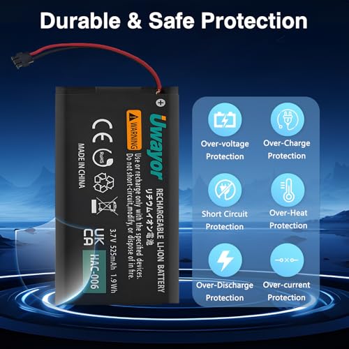 Uwayor 2-Pack HAC-006 Battery for Nintendo Switch Joy-Con Controller – 525mAh Replacement with Tool Kit