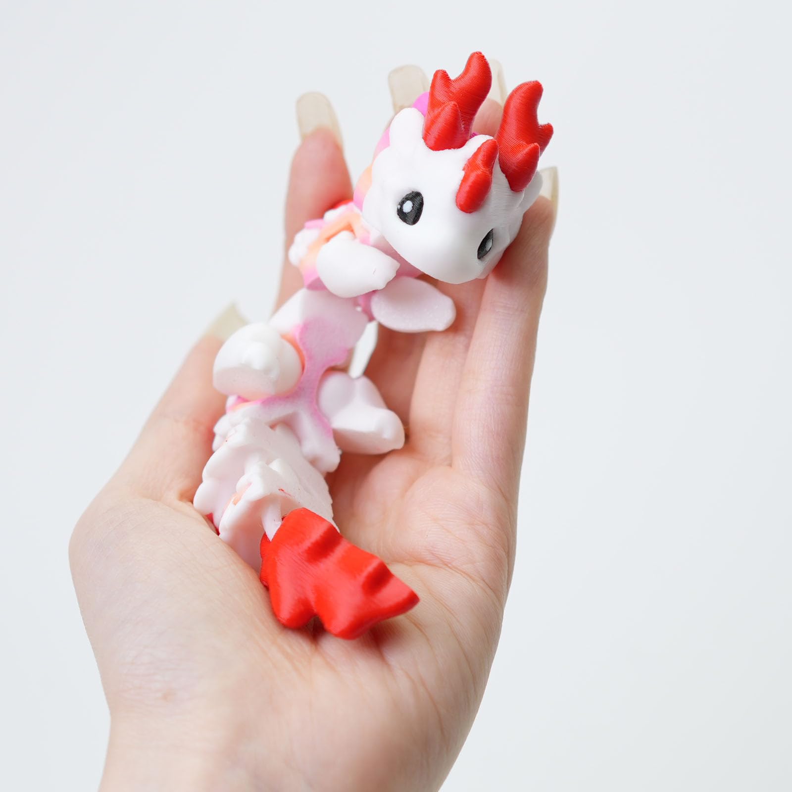 UXBSTM 6" Articulated 3D Printed Dragon Fidget Toy in Blossom Pink or Rose Red – PLA Desk Decor for Fantasy Fans