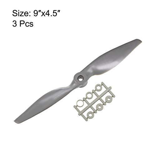 uxcell 9x4.5 Inch CW Propellers for RC Airplanes - 3 Pack with Adapter Rings