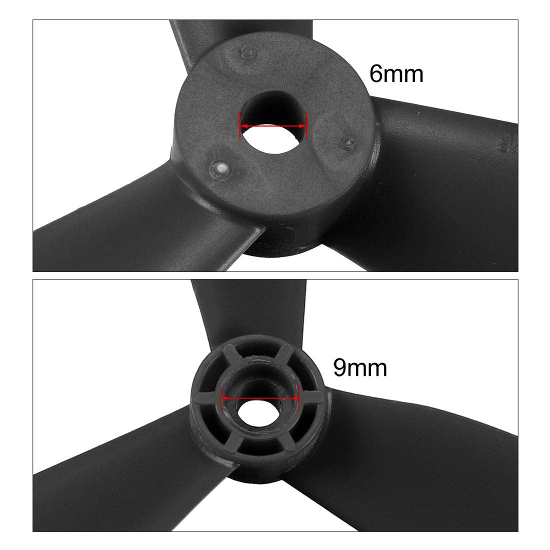 uxcell 9x4.5 Inch RC Propeller Set (CW/CCW) - 3-Blade Nylon with Adapter Rings for Multi-Rotor Aircraft