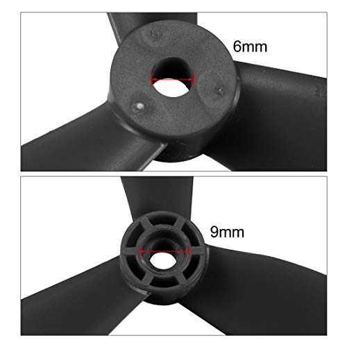 uxcell 9x4.5 Inch RC Propeller Set (CW/CCW) - 3-Blade Nylon with Adapter Rings for Multi-Rotor Aircraft