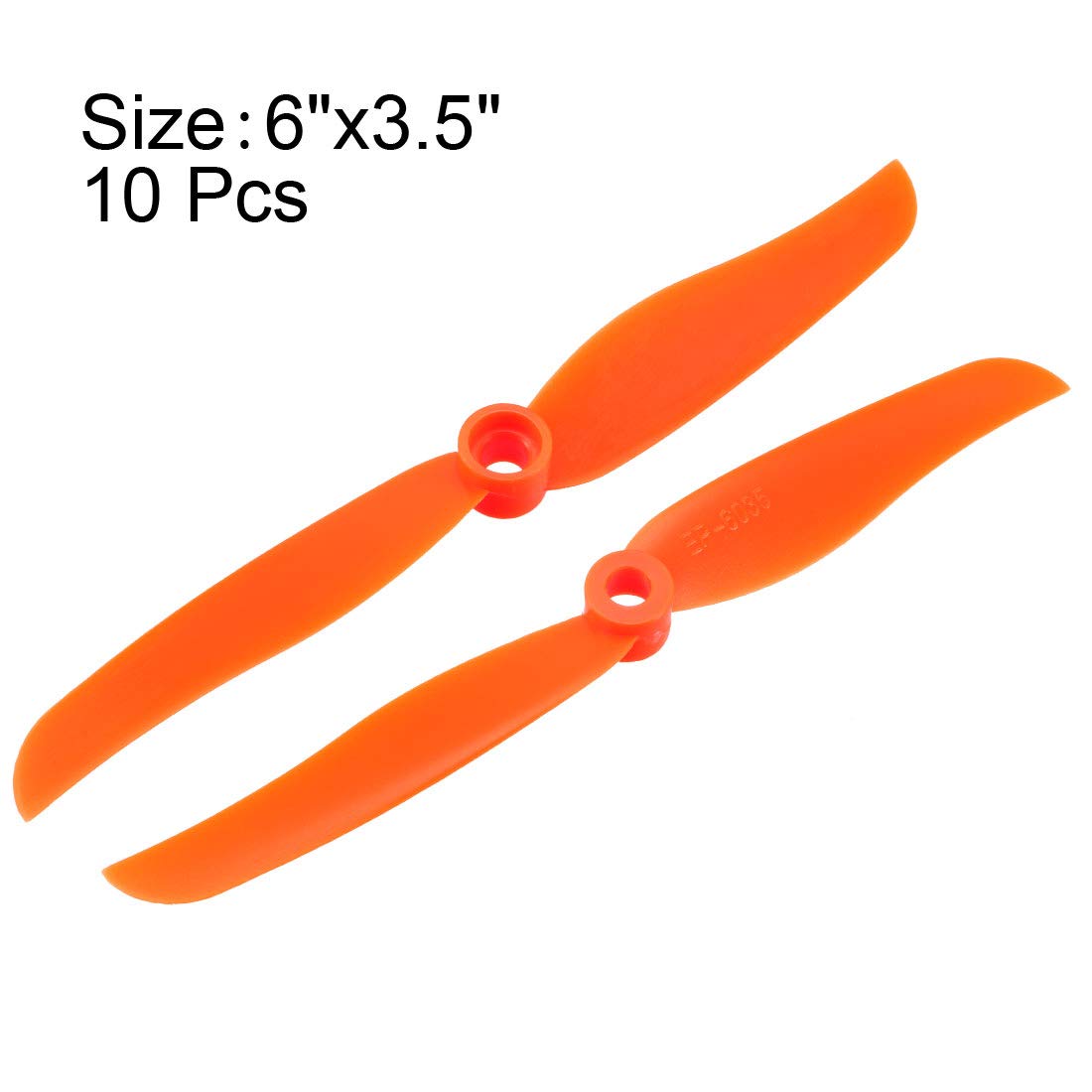 uxcell CW 6035 RC Propellers 6x3.5 Inch 2-Blade Nylon Orange with Adapter Rings (10 Pack)