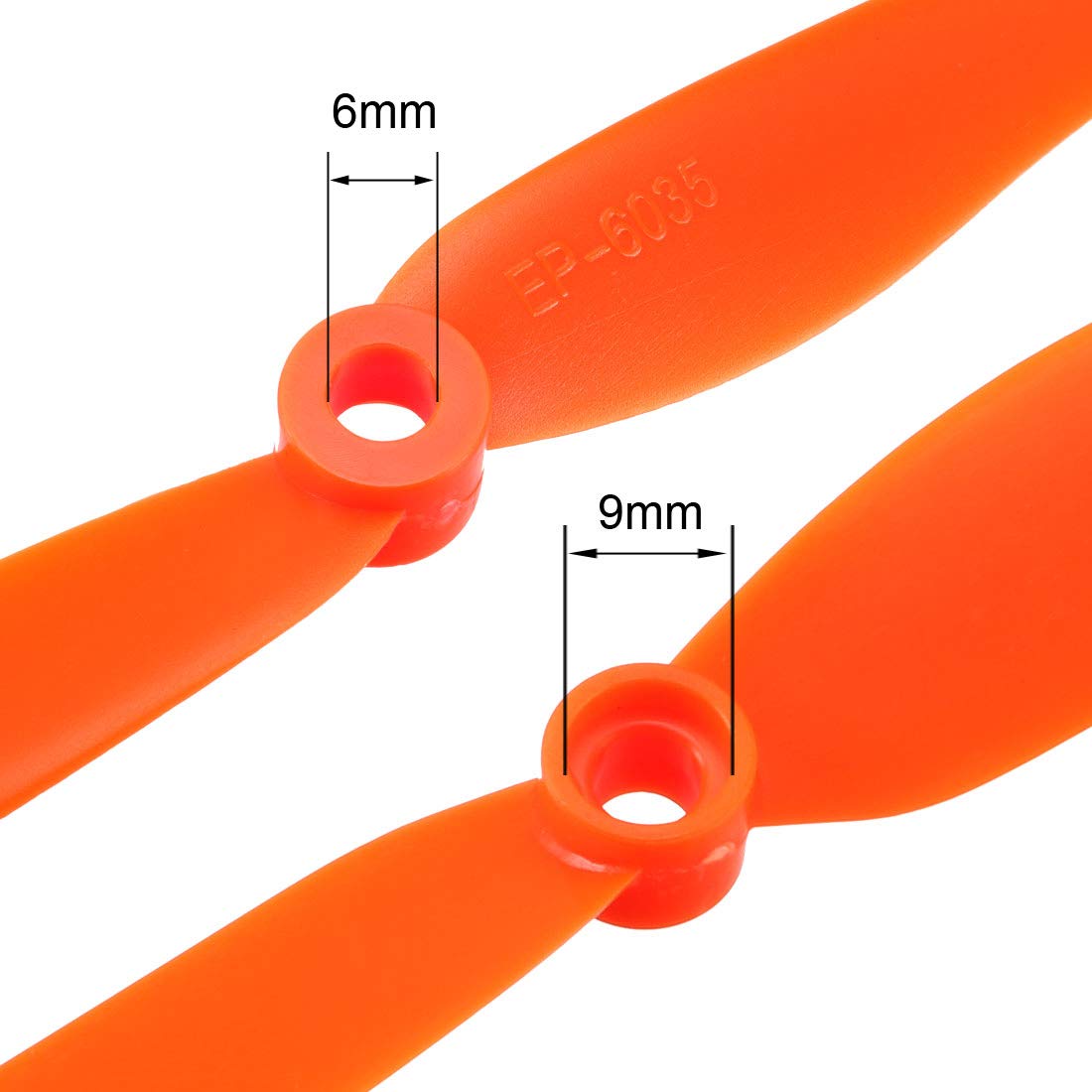uxcell CW 6035 RC Propellers 6x3.5 Inch 2-Blade Nylon Orange with Adapter Rings (10 Pack)