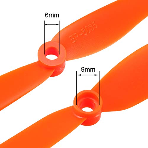 uxcell CW 6035 RC Propellers 6x3.5 Inch 2-Blade Nylon Orange with Adapter Rings (10 Pack)