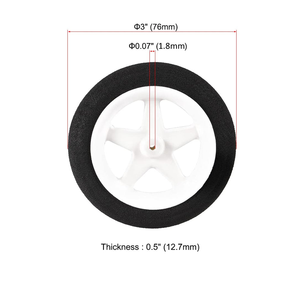 Uxcell RC Plane Micro Sport Wheels (4 Pack) - 3 Inch Diameter, 0.07 Inch Axle Hole