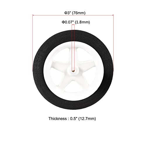 Uxcell RC Plane Micro Sport Wheels (4 Pack) - 3 Inch Diameter, 0.07 Inch Axle Hole