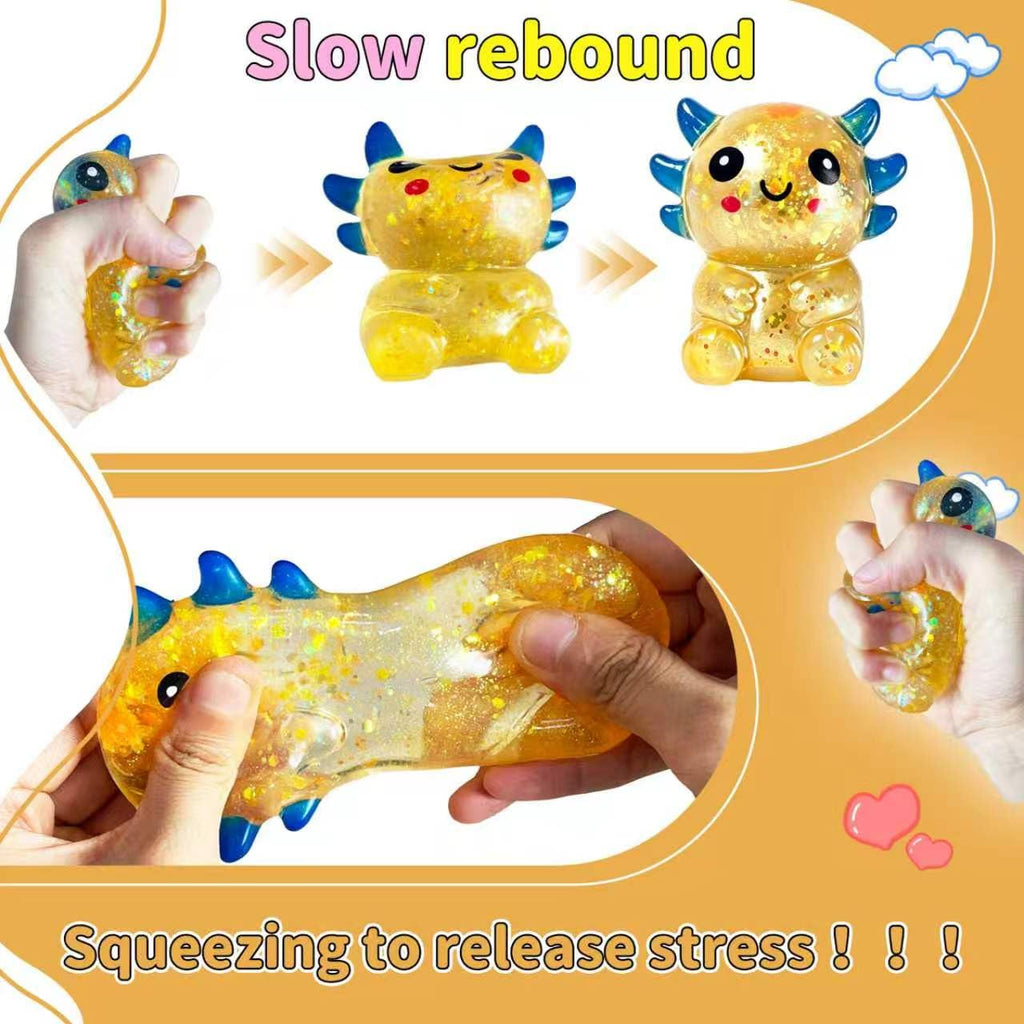 UXEWOIZ Orange Axolotl Stress Ball – Soft Squeeze Toy for Hand Fidgeting and Relaxation