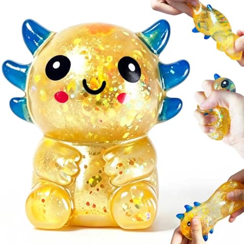UXEWOIZ Orange Axolotl Stress Ball – Soft Squeeze Toy for Hand Fidgeting and Relaxation