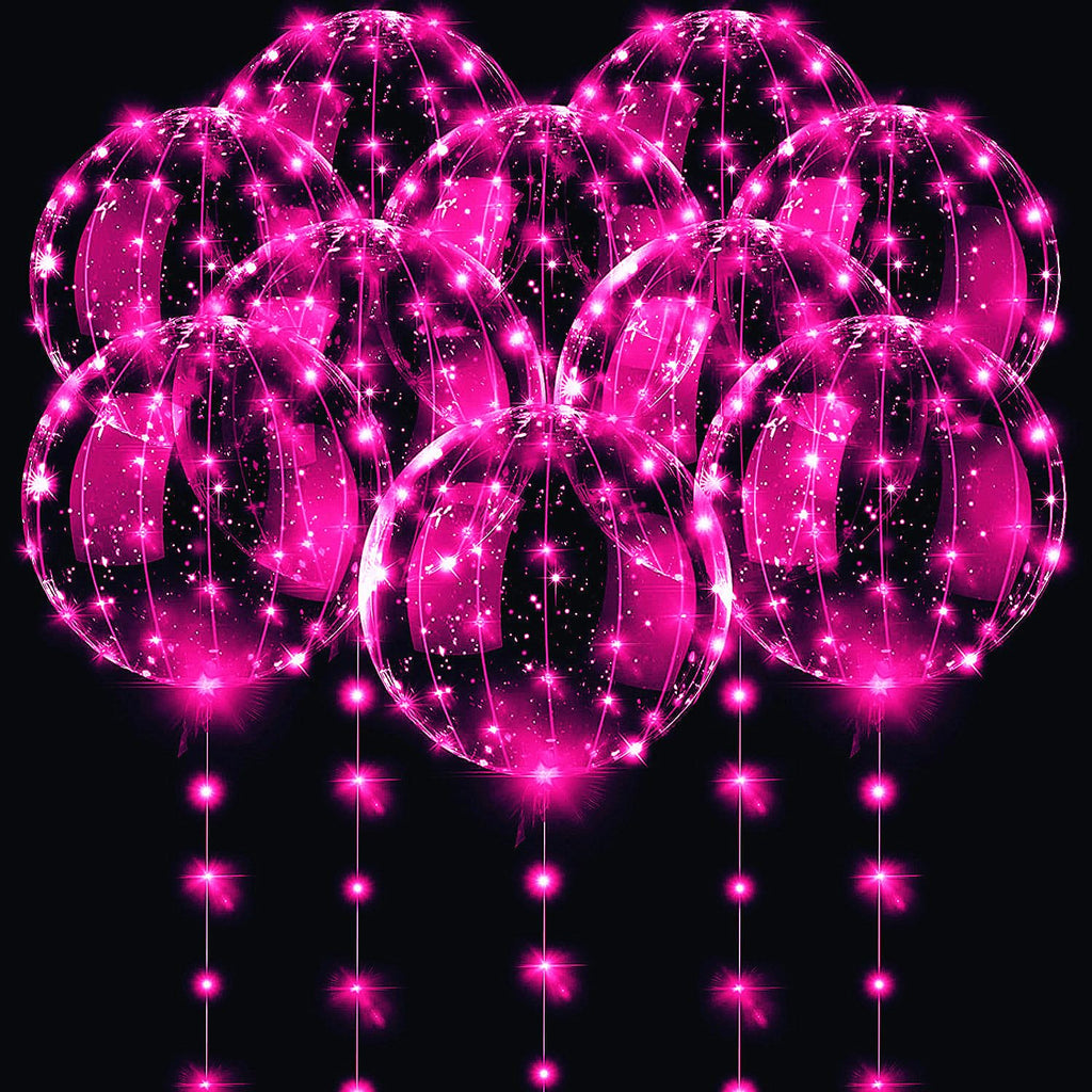 UZER 10-Pack Pink LED Balloons - 20 Inch Glow Bubble Balloons for Parties, Weddings, Birthdays & More