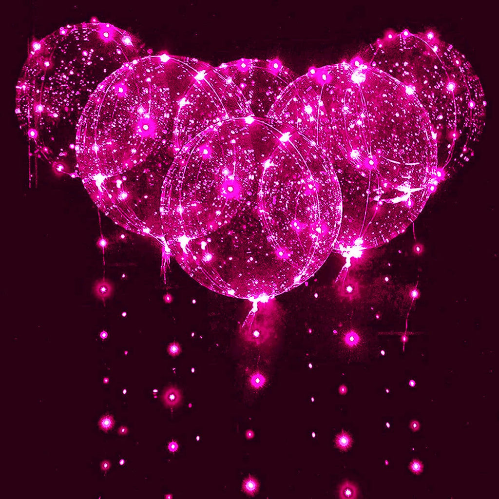 UZER 10-Pack Pink LED Balloons - 20 Inch Glow Bubble Balloons for Parties, Weddings, Birthdays & More