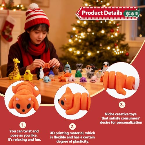 VABAO 36-Piece 3D Printed Articulated Animal Figurines Set – Flexible Fidget Toys for Kids, Classroom Rewards, Party Favors & Desk Pets