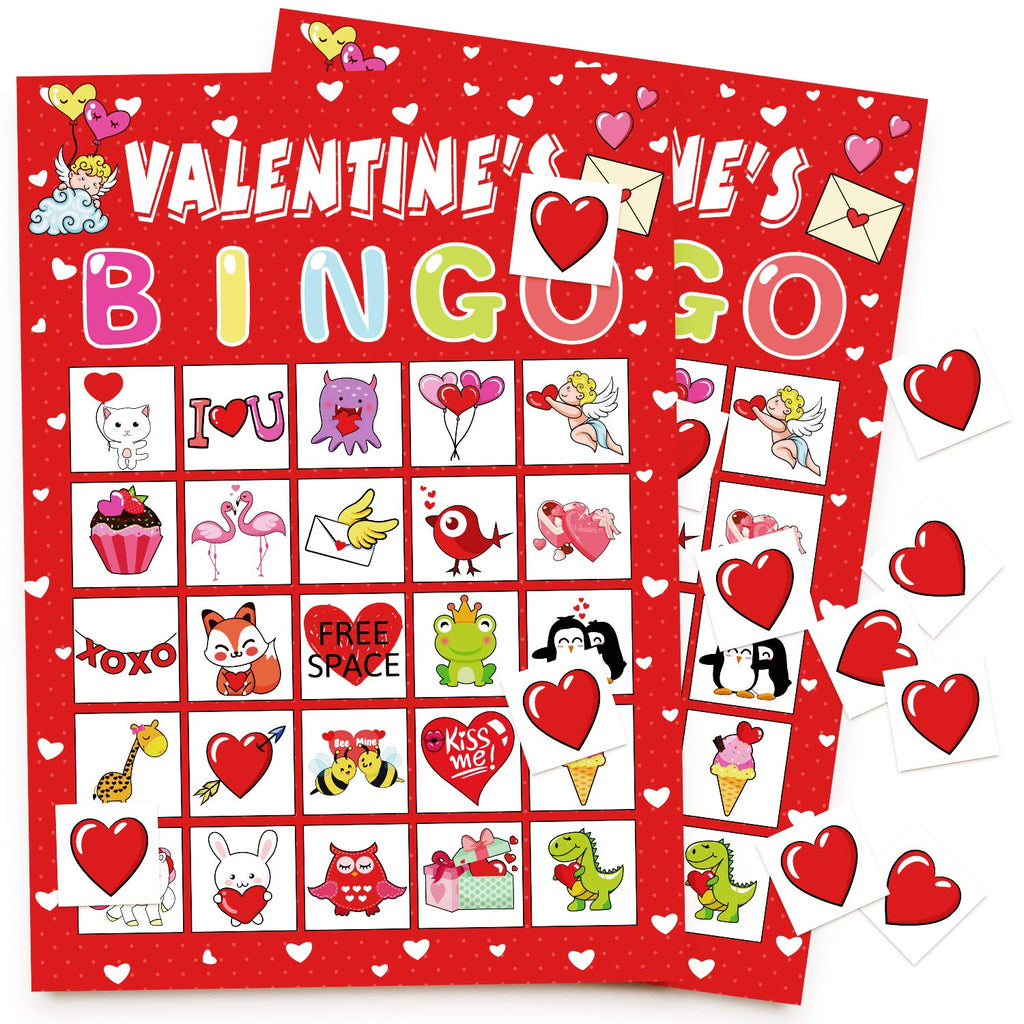 Valentine's Day Bingo Set with 40 Cards, 28 Caller Chips, and Festive Design for Adult Parties