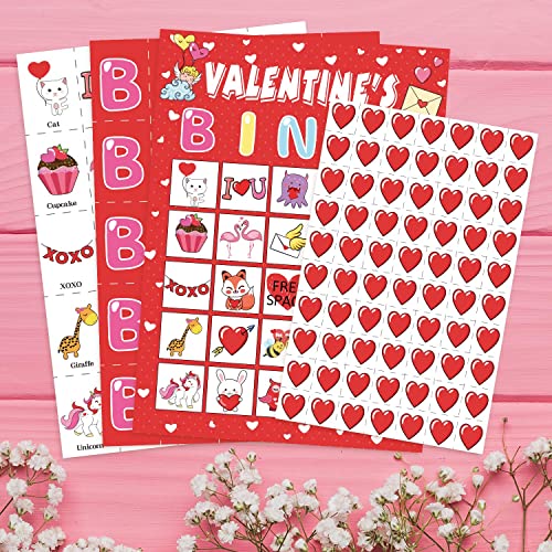 Valentine's Day Bingo Set with 40 Cards, 28 Caller Chips, and Festive Design for Adult Parties