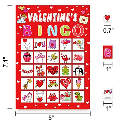 Valentine's Day Bingo Set with 40 Cards, 28 Caller Chips, and Festive Design for Adult Parties