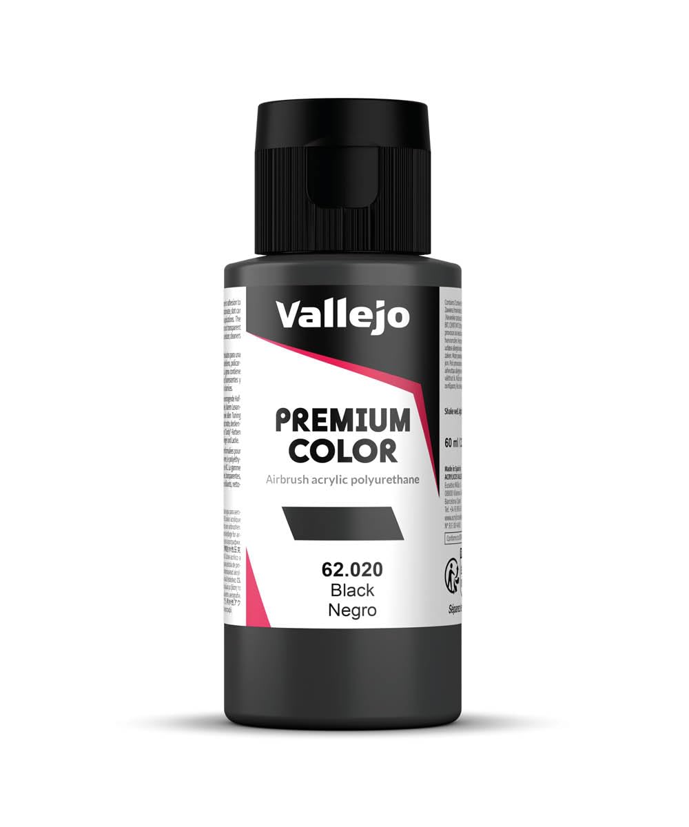 Vallejo Premium Color RC Black 60ml - Water-Based Acrylic Polyurethane Paint for RC Hobbyists
