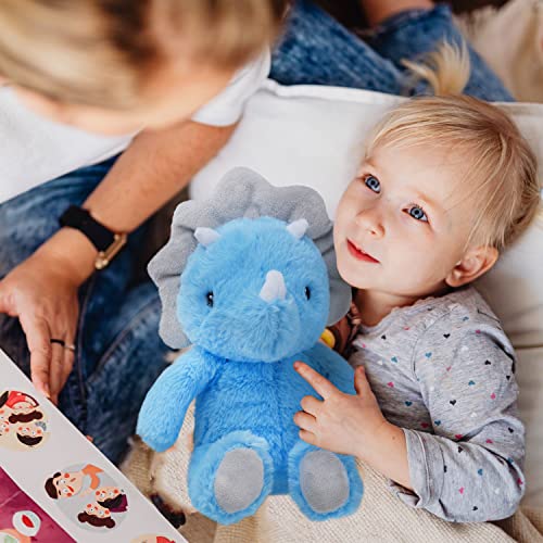VANLINNY Blue Triceratops Stuffed Animal - 9 Inch Soft Plush Dinosaur Toy for Kids