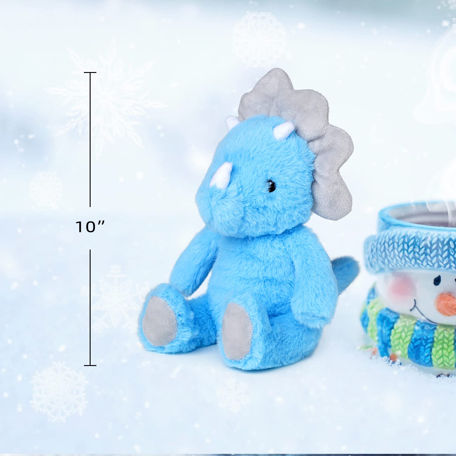 VANLINNY Blue Triceratops Stuffed Animal - 9 Inch Soft Plush Dinosaur Toy for Kids