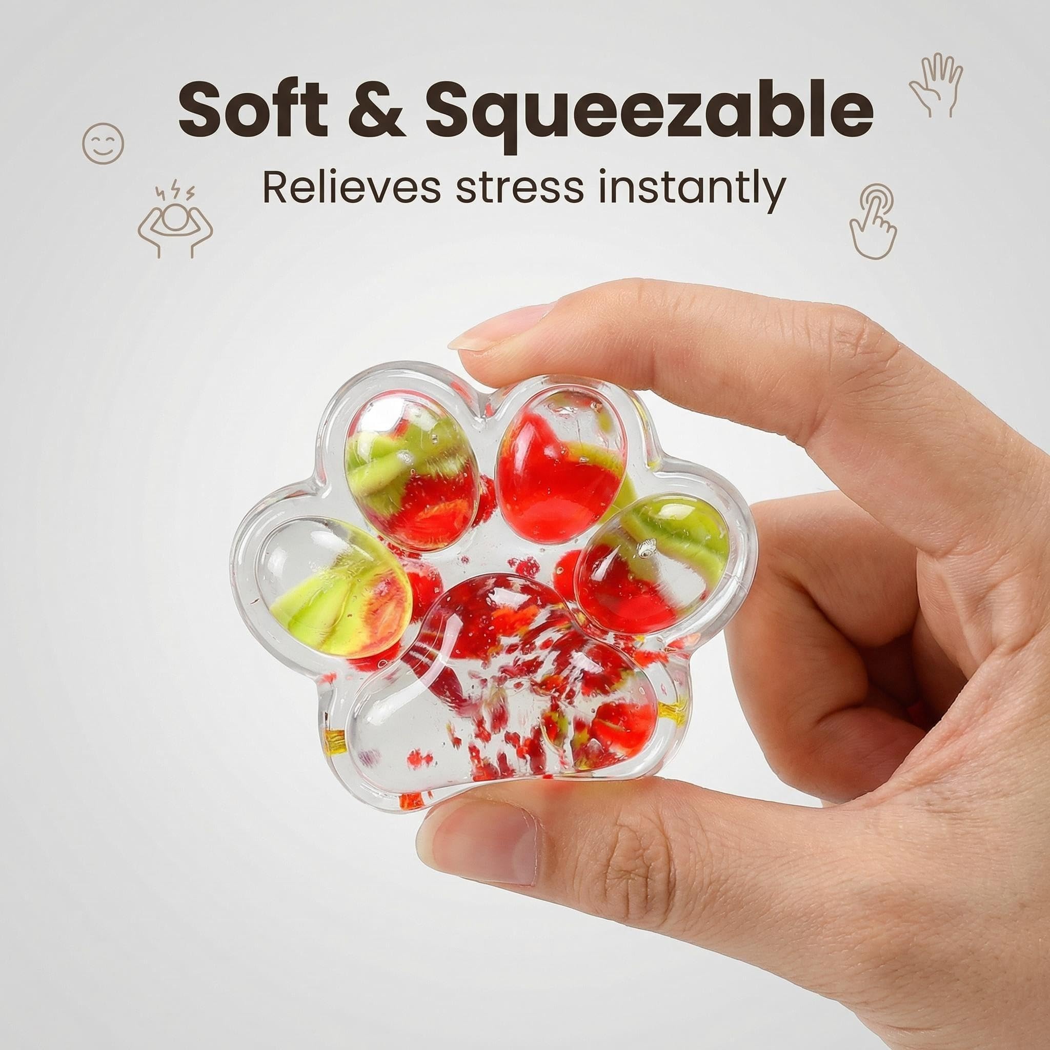 VANNYVANYA 4-Pack Taba Squishy Fruit Fidget Toys – Cat Paw Stress Relief Squeeze Balls
