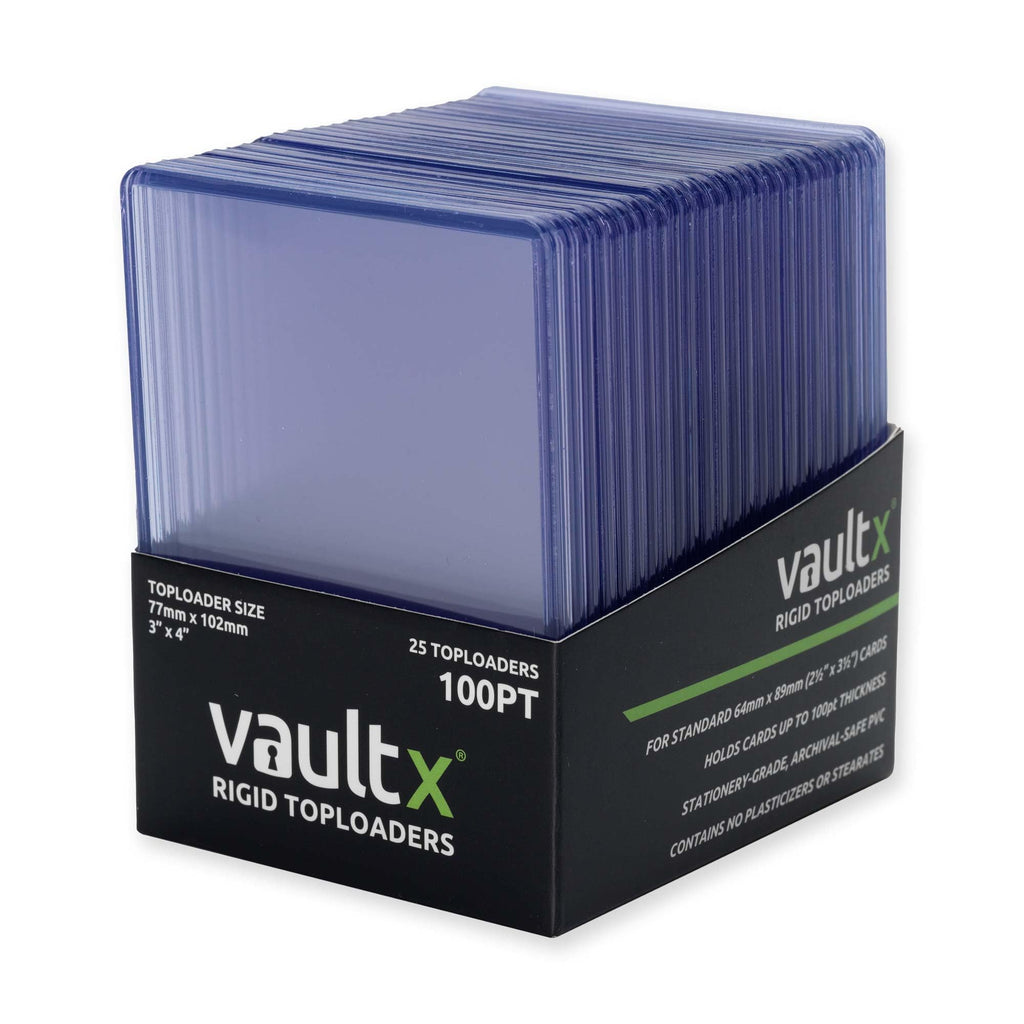 Vault X 100pt Rigid Toploaders (25 Pack) – Clear Seamless Card Holders for TCG & Sports Cards