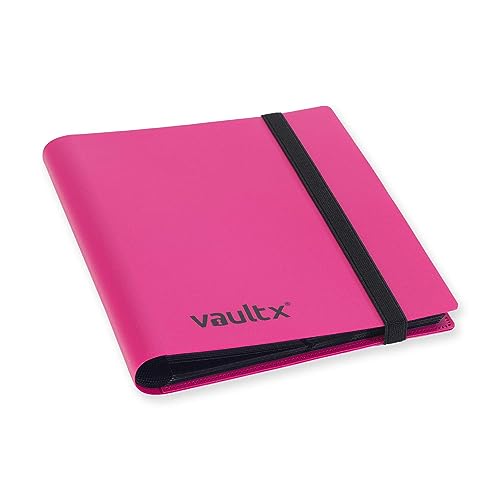 Vault X 4 Pocket Pink Strap Binder – Holds 160 Trading Cards with Side-Loading Pages
