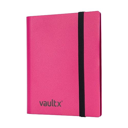 Vault X 4 Pocket Pink Strap Binder – Holds 160 Trading Cards with Side-Loading Pages