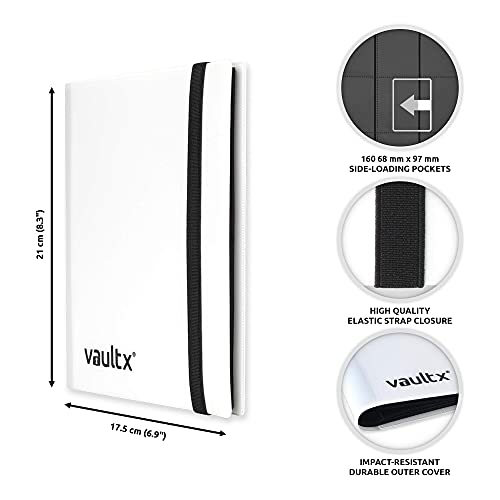 Vault X 4 Pocket Standard Strap Binder - Holds 160 Trading Cards, White