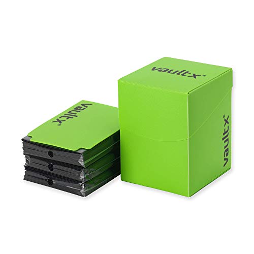 Vault X Green Large Deck Box – 150 Black Sleeves Included, Fits 100+ Sleeved Cards