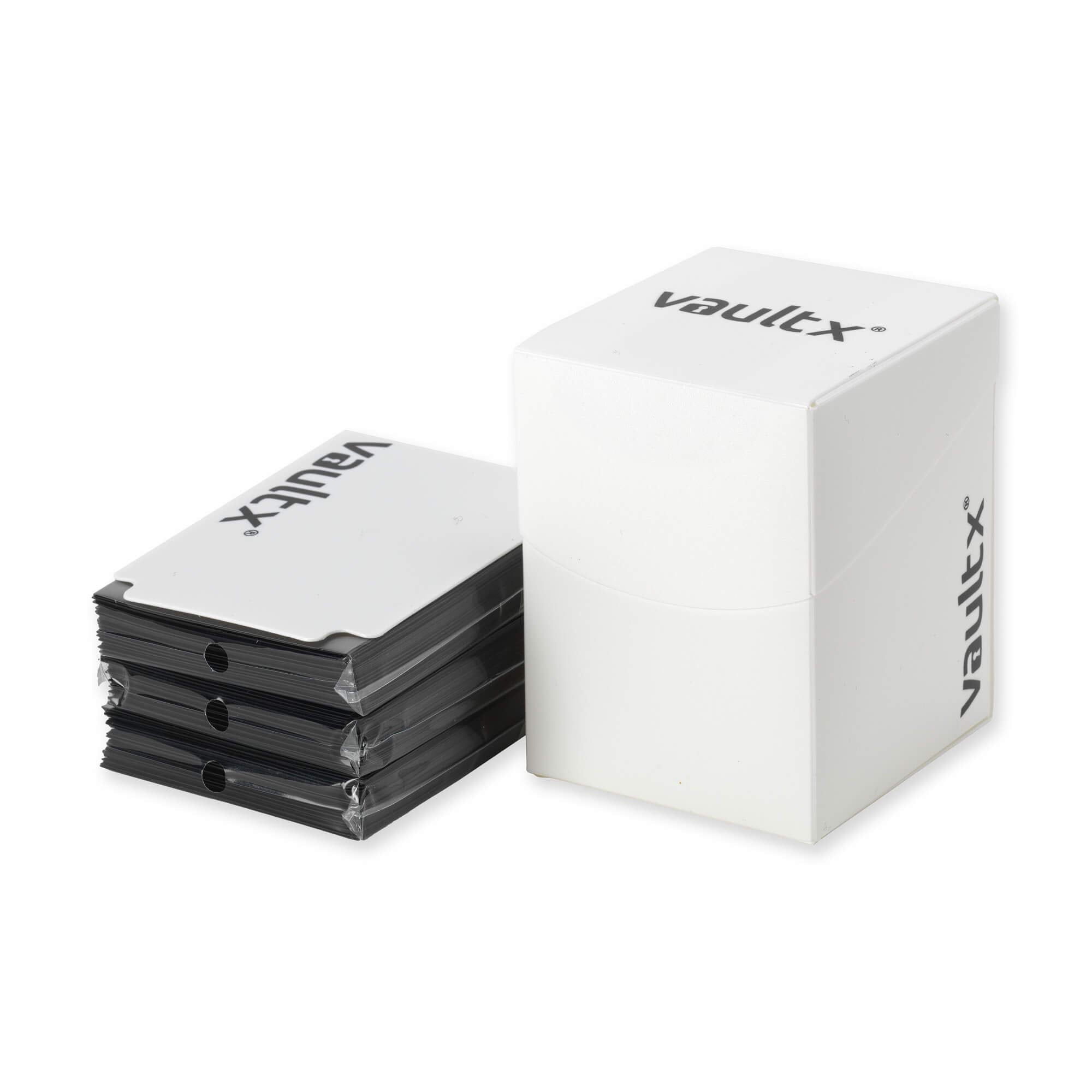 Vault X Large Deck Box with 150 Black Sleeves, Fits 100+ Sleeved Cards, White