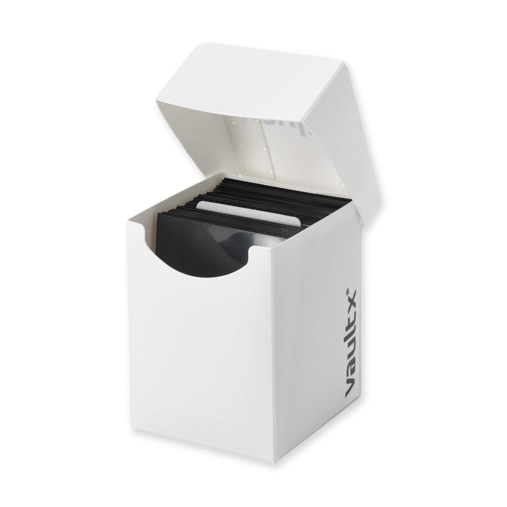 Vault X Large Deck Box with 150 Black Sleeves, Fits 100+ Sleeved Cards, White