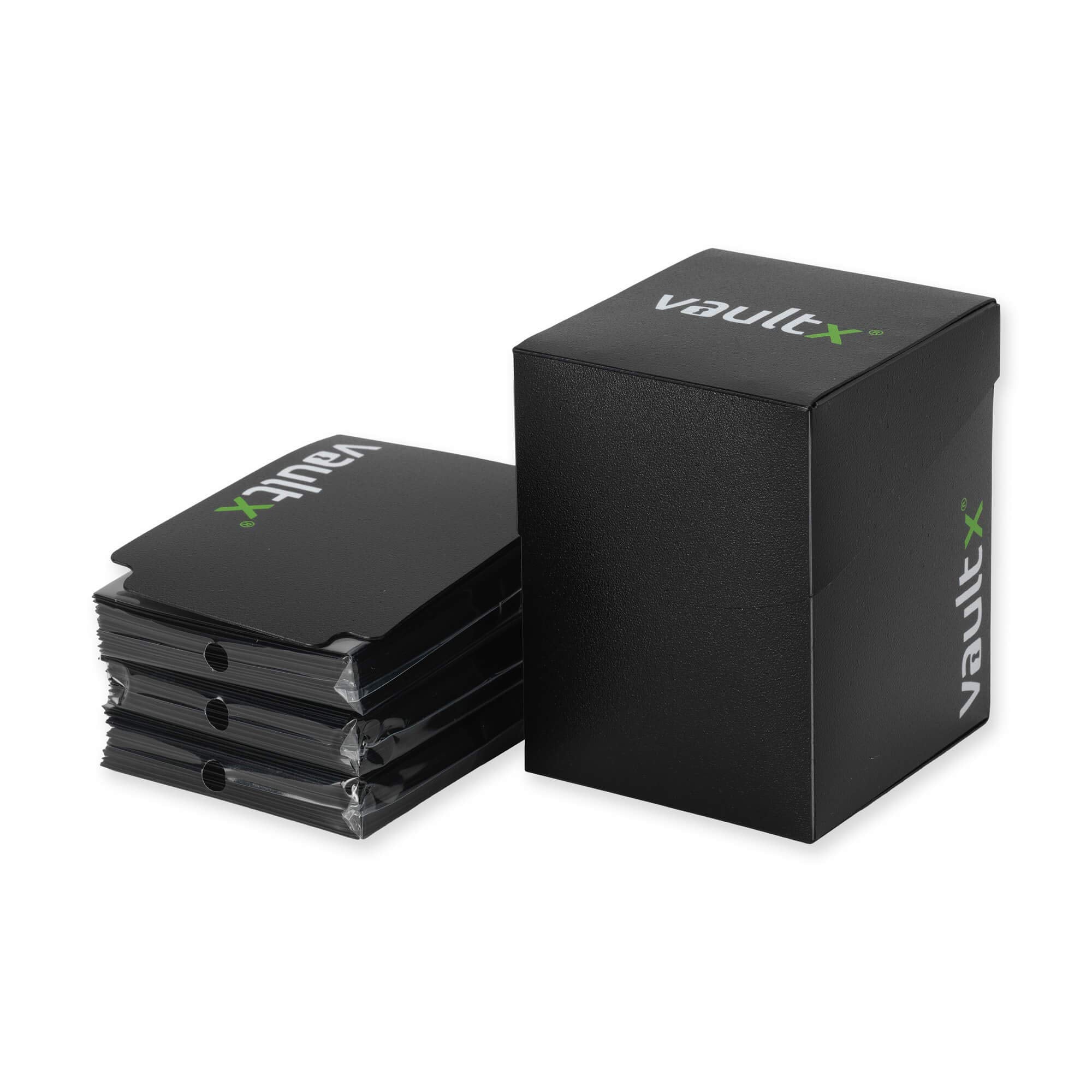 Vault X Large Deck Box with 150 Sleeves - Fits 100+ Sleeved Trading Cards (Black)