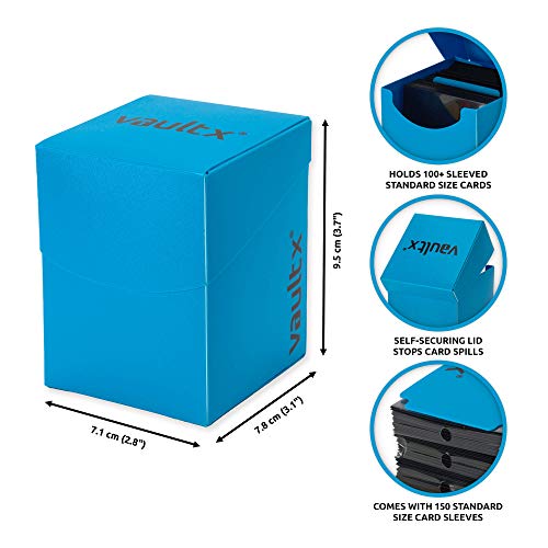 Vault X Large Standard Deck Box (Blue) - Includes 150 Sleeves and Divider | Fits 100+ Sleeved Cards