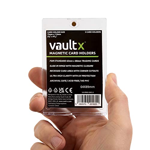 Vault X Magnetic Card Holder 55pt (5-Pack) – Clear One Touch Hard Case with UV Protection for Trading Cards