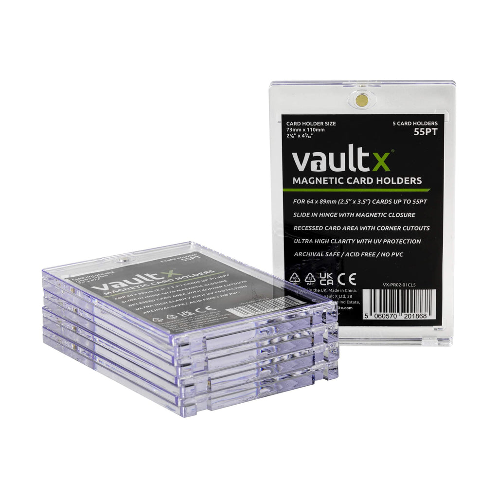 Vault X Magnetic Card Holder 55pt (5-Pack) – Clear One Touch Hard Case with UV Protection for Trading Cards