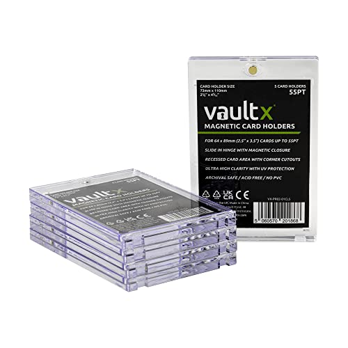 Vault X Magnetic Card Holder 55pt (5-Pack) – Clear One Touch Hard Case with UV Protection for Trading Cards