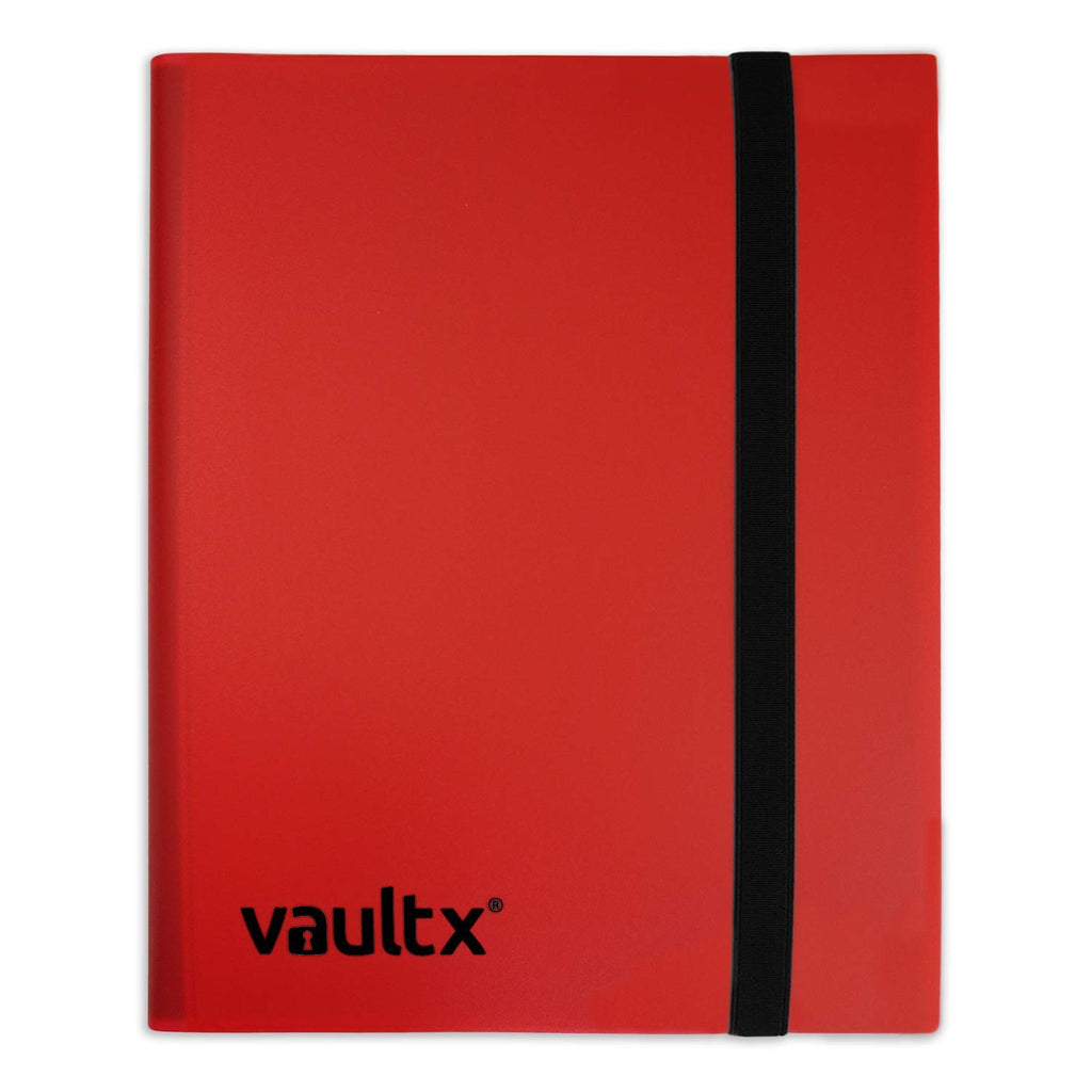 Vault X Red 4-Pocket Strap Binder – Holds 160 Cards, Side-Loading Pages, Non-PVC